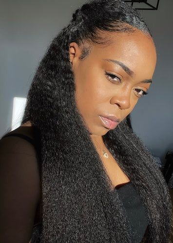 V-PART WIG Brazilian kinky Straight Human Hair