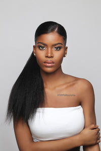 KINKY STRAIGHT PONYTAIL  20'' synthetic Hair With Two Plastic Combs